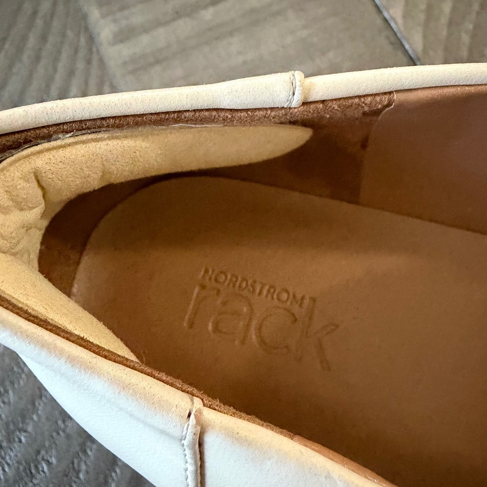 Nordstrom Rack Kalissie Cream Buckle Loafers Square Toe Work Flats Size 9M - Picture 5 of 7